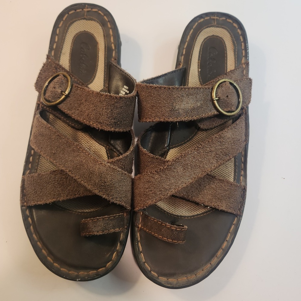 Cabelas Leather Sandals 9.5M Women's Comfortable Walking Vacation Beach Casual
